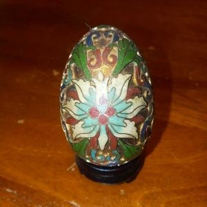Vintage Handpainted Decorative Egg & Stand (Russian)